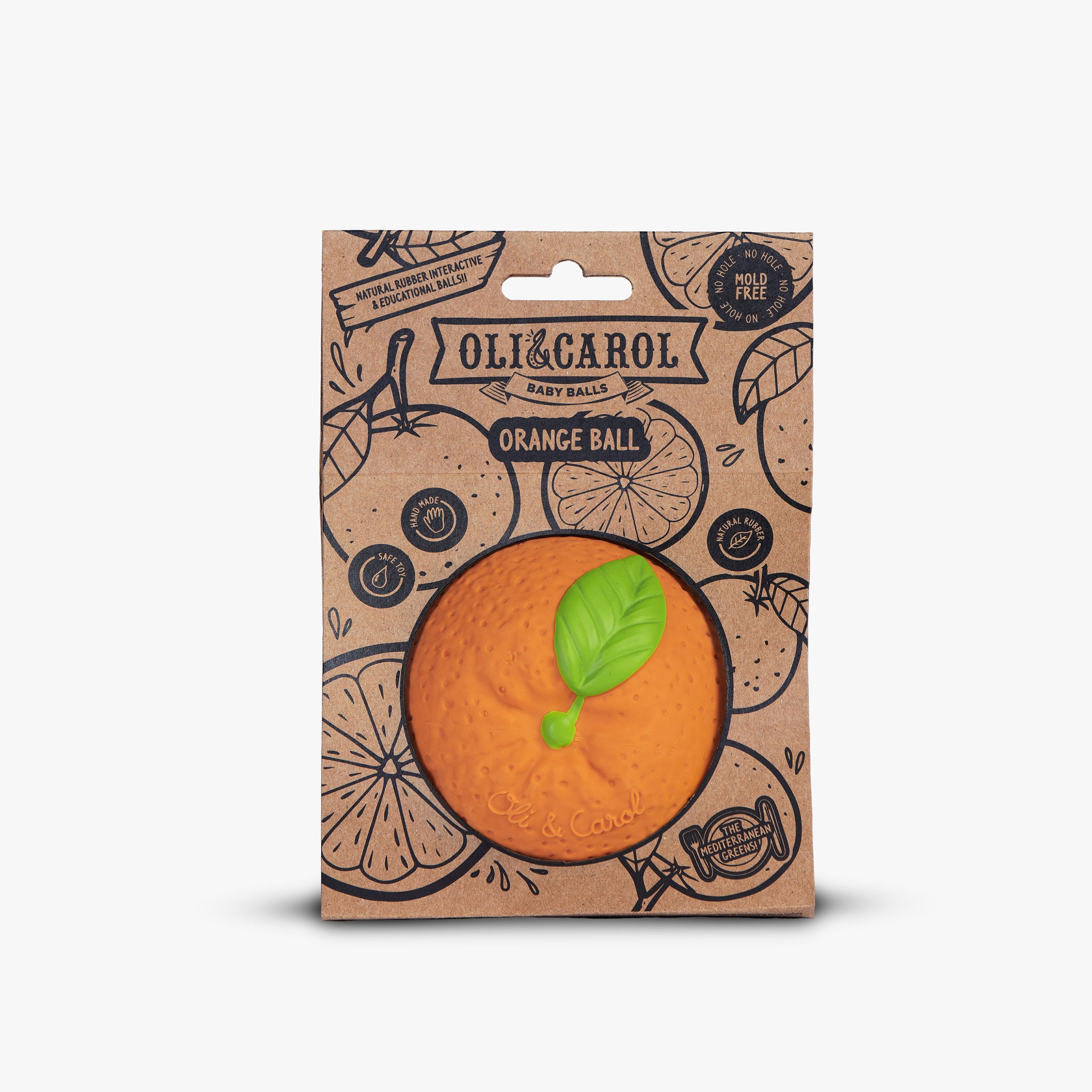 BOLA SENSORIAL EM BORRACHA NATURAL - LARANJA